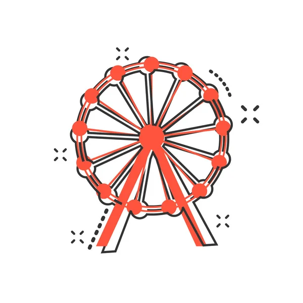 Vector Dibujos Animados Ferris Icono Rueda Estilo Cómico Carousel Park — Vector de stock