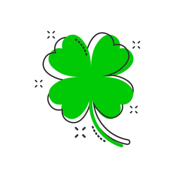 Vector Cartoon Four Leaf Clover Icon Comic Style Clover Sign — Stock Vector