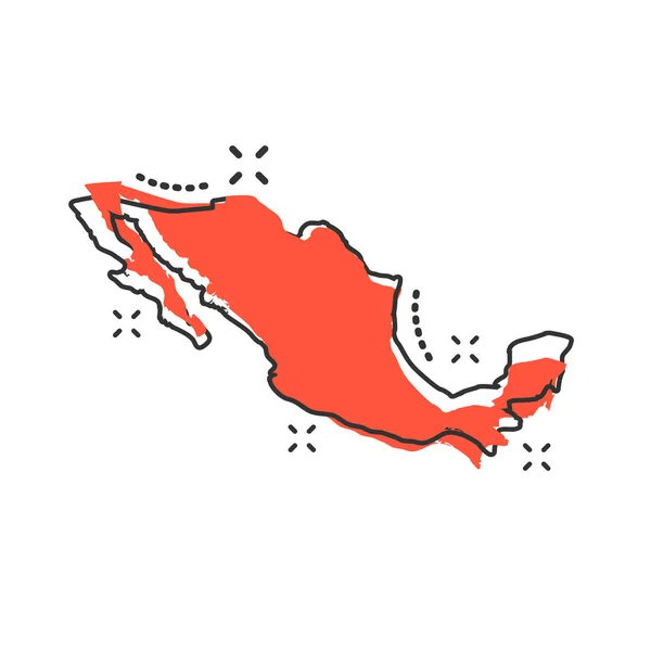 Vector Cartoon Mexico Kaart Icoon Stripstijl Mexico Teken Illustratie Pictogram — Stockvector