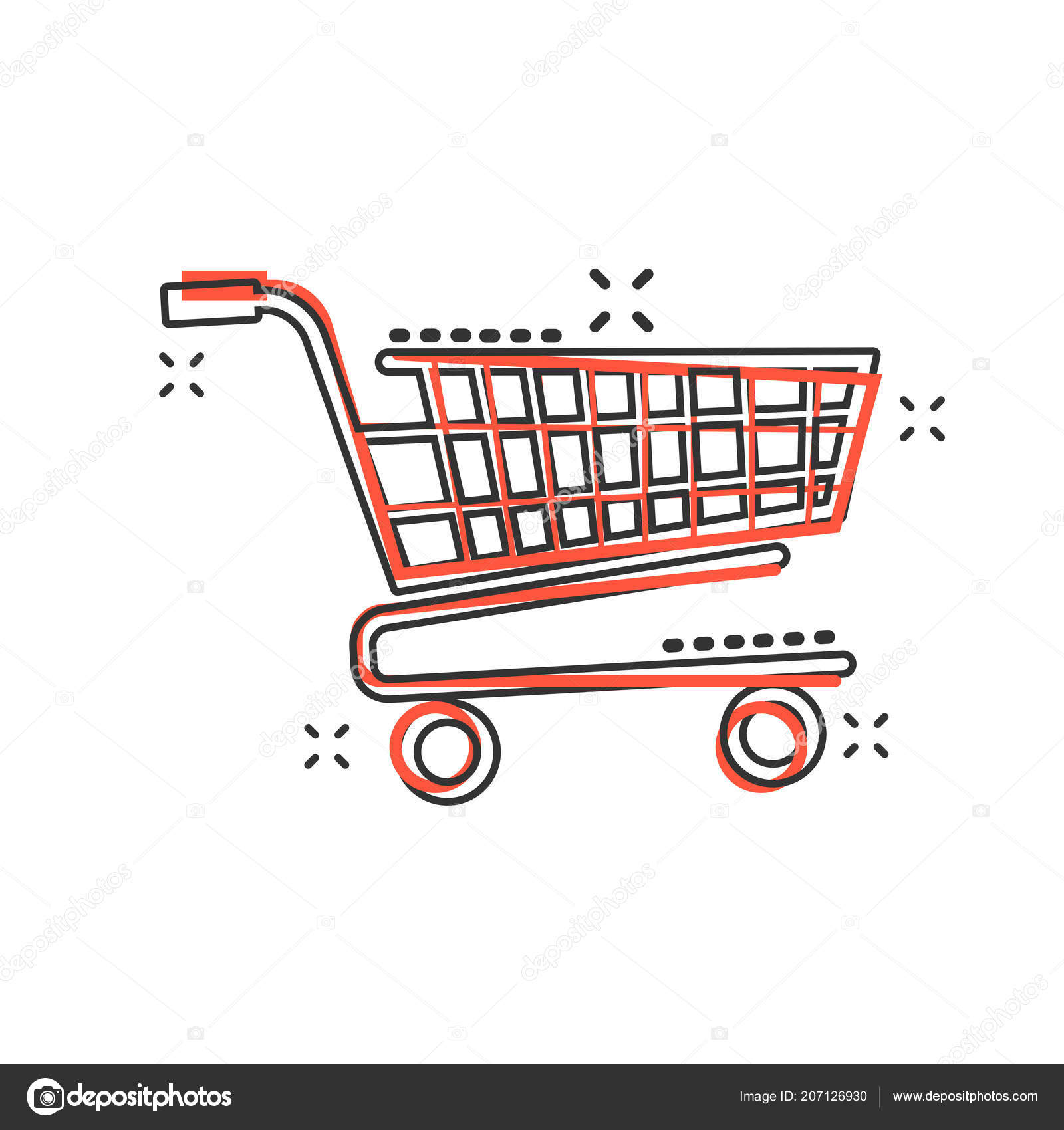 Vector Cartoon Shopping Cart Icon Comic Style Shop Bag Sign Stock Vector C Sanek