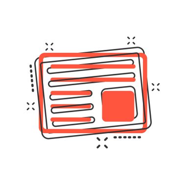 Çizgi roman tarzında vektör karikatür ikonu. Haber işareti resimli resim. Haber işleri sıçrama etkisi konsepti.