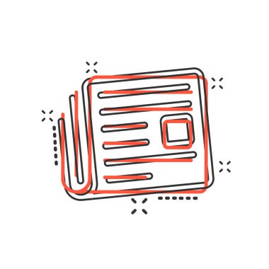 Çizgi roman tarzında vektör karikatür ikonu. Haber işareti resimli resim. Haber işleri sıçrama etkisi konsepti.