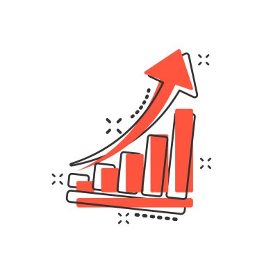 Çizgi roman gibi vektör karikatür grafik ikonu. Çizim çizelgesi çizelgesi oluştur. Arttır ok iş sıçrama etkisi kavramını.
