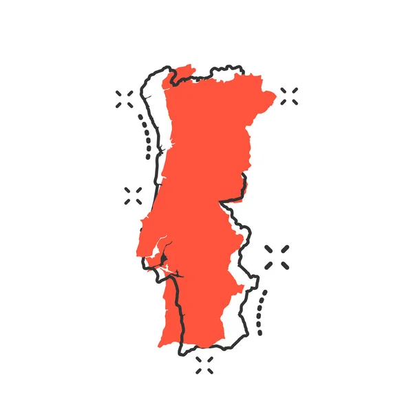 ベクトル漫画ポルトガル地図のアイコン漫画スタイルで ポルトガルの看板イラストピクトグラム 地図ビジネススプラッシュ効果の概念 — ストックベクタ