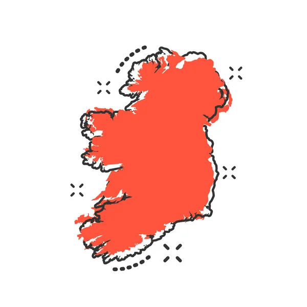 Vector Cartoon Ireland Map Icon Comic Style Ireland Sign Illustration — Stock Vector