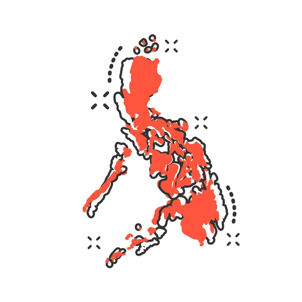 Vektor Tecknad Filippinerna Karta Ikon Komisk Stil Filippinerna Logga Illustration — Stock vektor