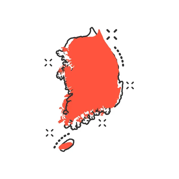 Vektör Karikatür Güney Kore Haritası Simgesi Güney Kore Resimli Resim — Stok Vektör