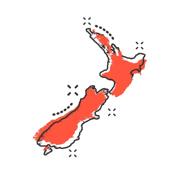 뉴질랜드 아이콘 New Zealand Map Icon 뉴질랜드 Pictogram 비즈니스 스플래시 — 스톡 벡터