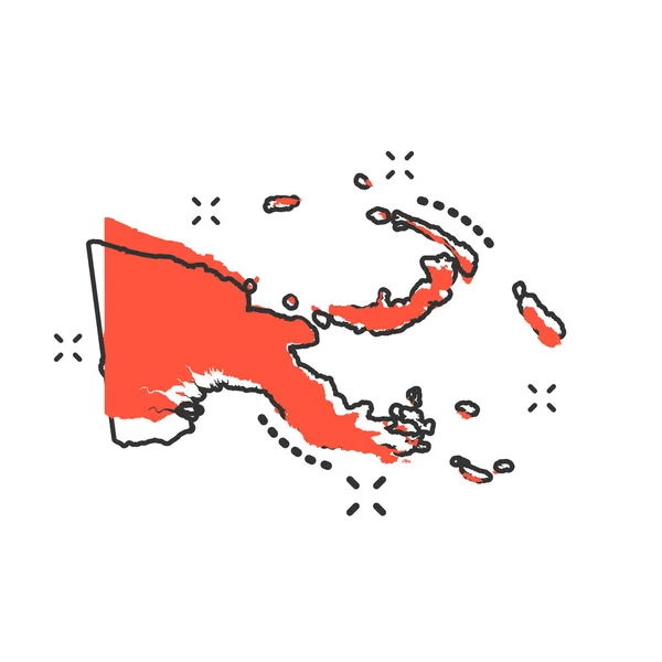Kartun Vektor Ikon Peta Papua Nugini Dalam Gaya Komik Papua - Stok Vektor