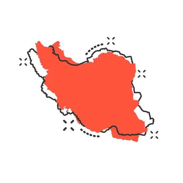 Векторная Икона Карты Ирана Комическом Стиле Иран Подписывает Иллюстрационную Пиктограмму — стоковый вектор