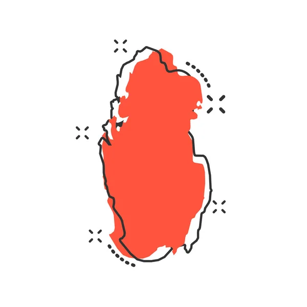Векторная Карикатура Карту Катара Комическом Стиле Пиктограмма Знака Катара Концепция — стоковый вектор