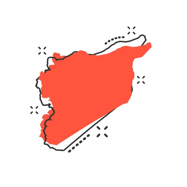 Wektor Kreskówki Syria Mapa Ikona Stylu Komicznym Syria Podpisz Ilustrację — Wektor stockowy