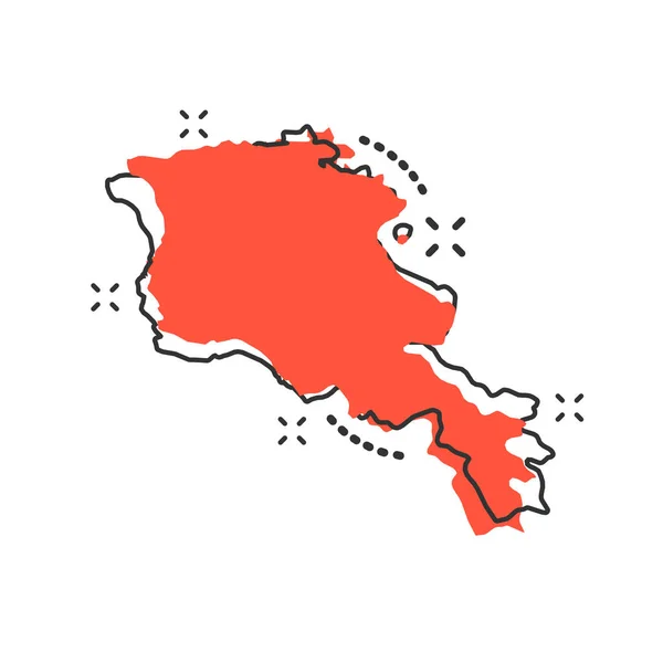 Vektör Karikatür Ermenistan Haritası Simgesi Ermenistan Resimli Resim Imzaladı Harita — Stok Vektör