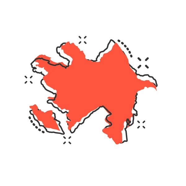 Векторная Карикатура Карту Азербайджана Комическом Стиле Азербайджан Подписывает Иллюстрационную Пиктограмму — стоковый вектор