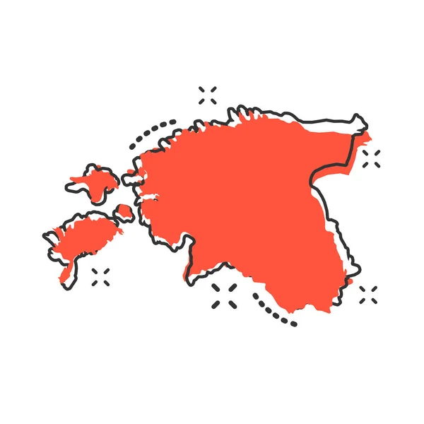 Desenhos Animados Vetoriais Estônia Mapa Ícone Estilo Cômico Estónia Assinar —  Vetores de Stock