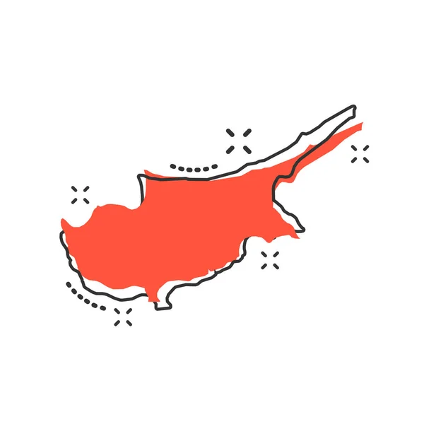 Wektor Kreskówka Cypr Mapa Ikona Stylu Komicznym Cypryjski Znak Ilustracji — Wektor stockowy