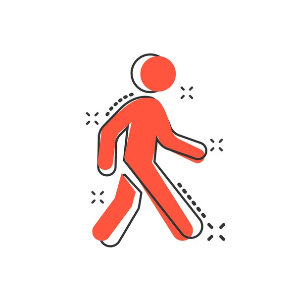 Διάνυσμα Κινούμενο Εικονίδιο Άνθρωπος Κωμικό Στυλ Άνθρωποι Περπατούν Εικονογράφηση Πινακίδας — Διανυσματικό Αρχείο