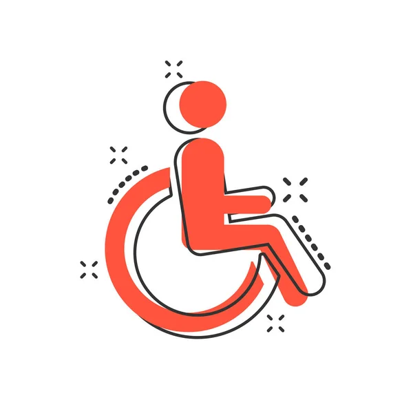 Vektorový Kreslený Muž Ikonou Invalidního Vozíku Komiksovém Stylu Neplatný Piktogram — Stockový vektor