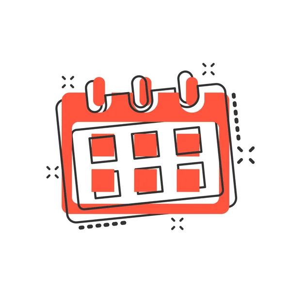 Icono Calendario Dibujos Animados Vectorial Estilo Cómico Recordatorio Agenda Signo — Vector de stock