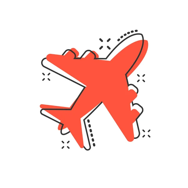 矢量卡通飞机图标的漫画风格 机场航标图解象形文字 飞机商务飞溅效应概念 — 图库矢量图片
