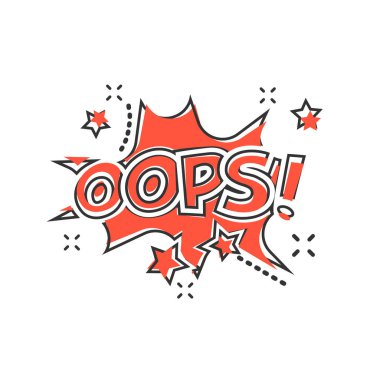 Vektör çizgi filmi komik ses efektleri simgesini komik bir şekilde oluşturdu. Ses balonu konuşma işareti resimli çizim. İş sıçrama etkisi konsepti.