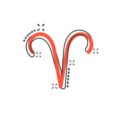 Vektör karikatür arşivleri çizgi roman tarzında zodiac simgesi. Astroloji resimli resim imzası. Koç burç işi sıçrama etkisi konsepti.