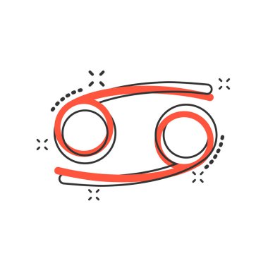 Vektör karikatür kanseri zodyak ikonu komik bir tarzda. Astroloji resimli resim imzası. Kanser burç işi sıçrama etkisi konsepti.