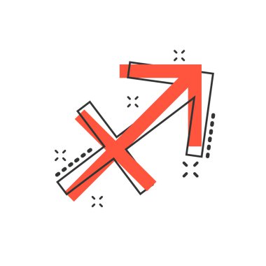 Vector çizgi filmi Sgittarius Zodyak 'ın komik bir ikonu. Astroloji resimli resim imzası. Yay burcu iş dünyası sıçrama etkisi konsepti.