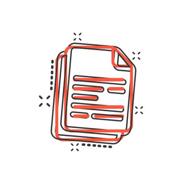 Çizgi roman tarzında vektör karikatür simgesi. Kağıt levha, resimli resim çizimi. Belge işi sıçrama etkisi kavramı.