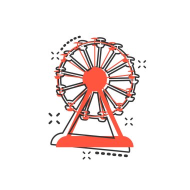 Vektör karikatür dönme dolap ikonu komik bir şekilde. Park tabelasındaki atlıkarınca resimli resim. Eğlence sürüşü iş sıçrama etkisi konsepti.