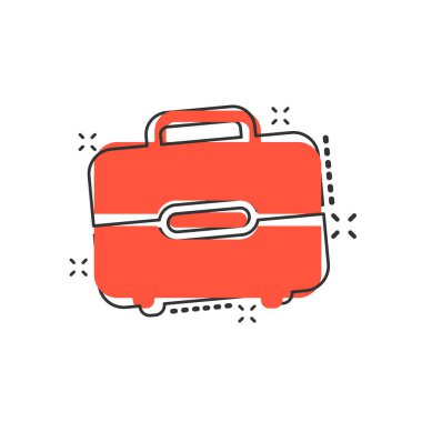 Vector çizgi film bavul ikonu. Bavul tabela resimli resim. Diplomat davası iş sıçrama etkisi kavramı.