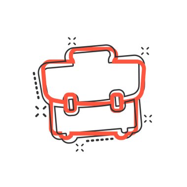 Vector çizgi film bavul ikonu. Bavul tabela resimli resim. Diplomat davası iş sıçrama etkisi kavramı.