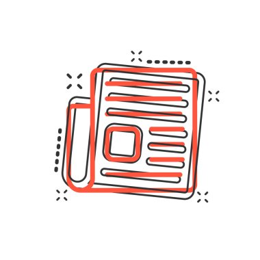 Çizgi roman tarzında vektör karikatür ikonu. Haber işareti resimli resim. Haber işleri sıçrama etkisi konsepti.