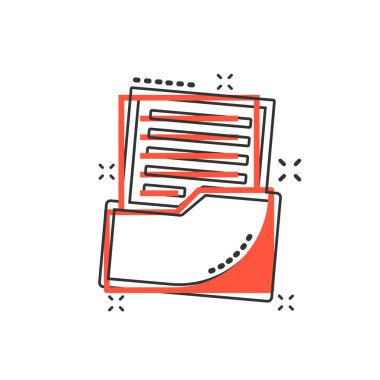 Çizgi roman tarzında vektör karikatür simgesi. Veri dosyasını arşivle. Resim çizimi resmi. Belge işi sıçrama etkisi kavramı.