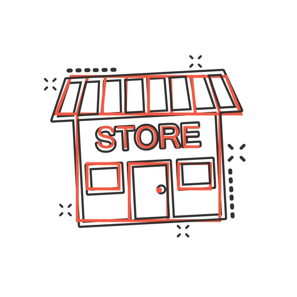 Vector Cartoon Winkel Huis Icoon Stripstijl Shop Teken Illustratie Pictogram — Stockvector