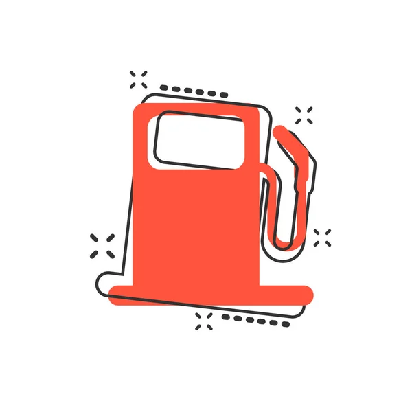 Vector Cartoon Fuel Gas Station Icon Comic Style Car Petrol — Stock Vector