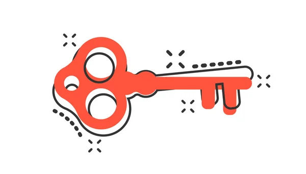 Ключевая Икона Векторного Мультфильма Комическом Стиле Иллюстрация Знака Секретного Ключевого — стоковый вектор