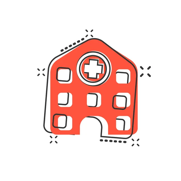 Icono Del Edificio Del Hospital Dibujos Animados Vectorial Estilo Cómico — Archivo Imágenes Vectoriales