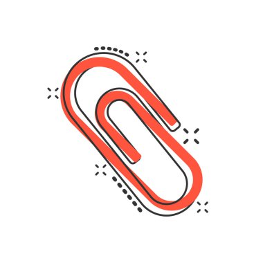 Çizgi roman tarzında vektör karikatür ataç ekleme simgesi. Ataç konsepti resimli resim. Dosya işi sıçrama efekti kavramı ekle.