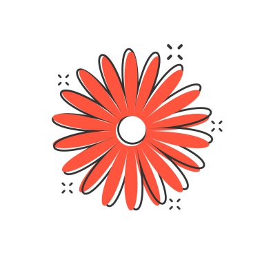 Vektör karikatür papatya çiçeği ikonu komik bir şekilde. Daisy konsept resim çizimi. Papatya işi sıçrama etkisi konsepti.