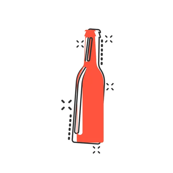 Vector Vino Dibujos Animados Icono Botella Cerveza Estilo Cómico Pictograma — Archivo Imágenes Vectoriales