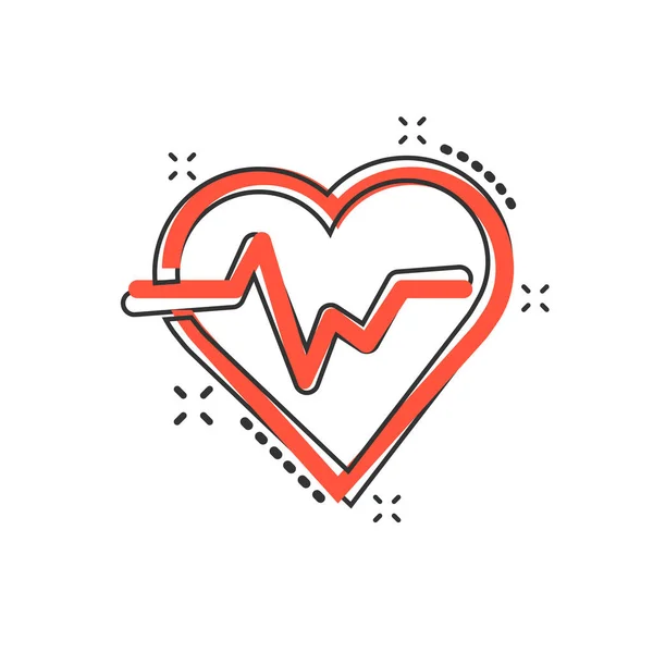 Kalp Ikonunun Komik Bir Şekilde Çizildiği Vektör Karikatürü Kalp Atışı — Stok Vektör