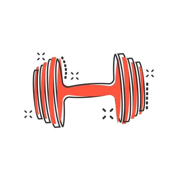 Vector cartoon dumbbell fitness gym icon in comic style. Barbell concept illustration pictogram. Bodybuilding sport business splash effect concept.