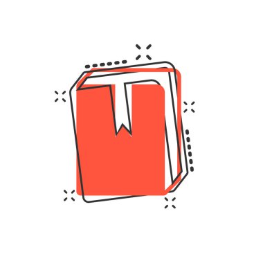 Vektör çizgi roman kitaplığı simgesi çizgi roman tarzında. Eğitim konsepti resimli resim. Kitap işi sıçrama etkisi konsepti.