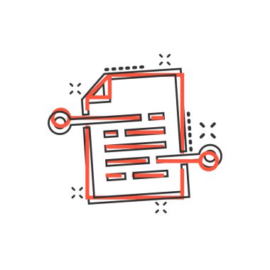 Vektör karikatür belge kağıt simgesi çizgi roman tarzı. Şartları sayfası konsept illüstrasyon piktogram. Belge analytics iş sıçrama etkisi kavramı.