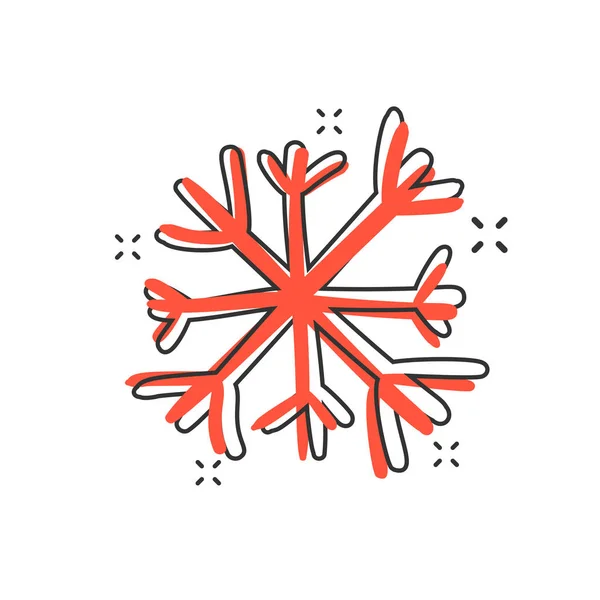 Vector Cartoon Hand Drawn Snowflake Icon Comic Style Snow Flake — Stock Vector