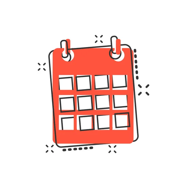 Vector Cartoon Kalender Agenda Ikone Comic Stil Erinnerung Illustration Piktogramm — Stockvektor