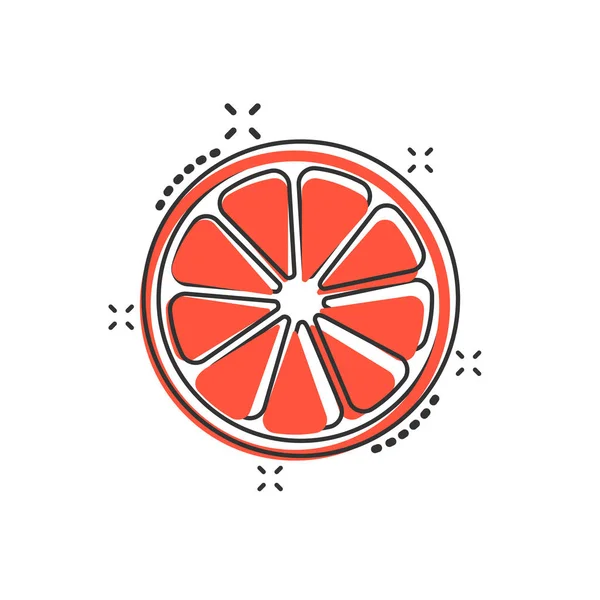 Icono Fruta Naranja Dibujos Animados Vectorial Estilo Cómico Pictograma Ilustración — Vector de stock