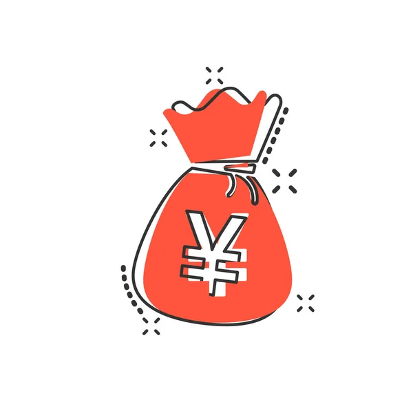 Vektor Tecknad Yen Yuan Väska Pengar Valuta Ikon Komisk Stil — Stock vektor