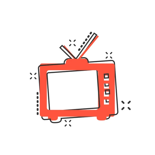 Vektor Cartoon Retro Bildschirm Symbol Comic Stil Altes Fernsehkonzept Illustration — Stockvektor